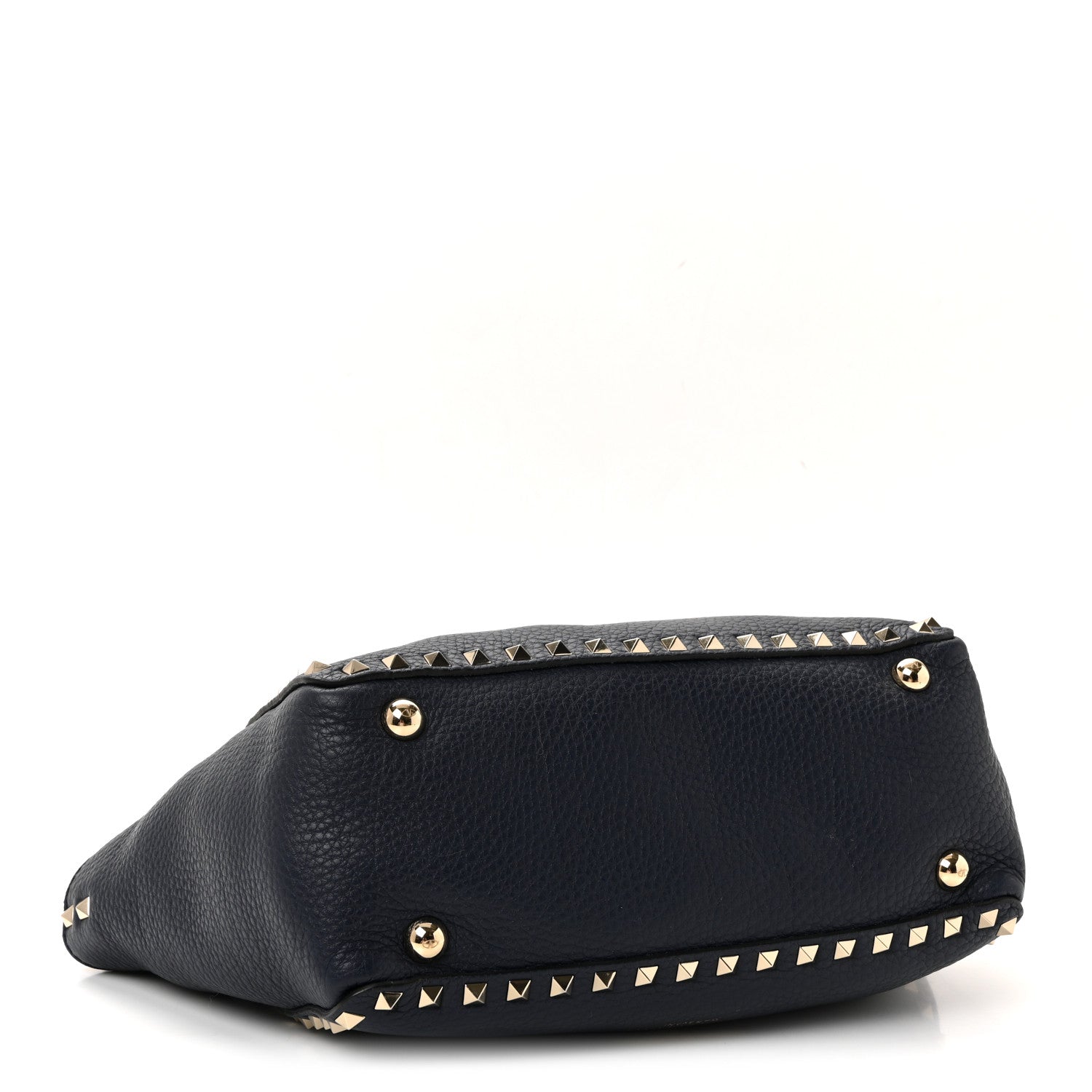 Valentino Garavani Pebbled Calfskin Small Rockstud Tote Deep Denim 4 of 9