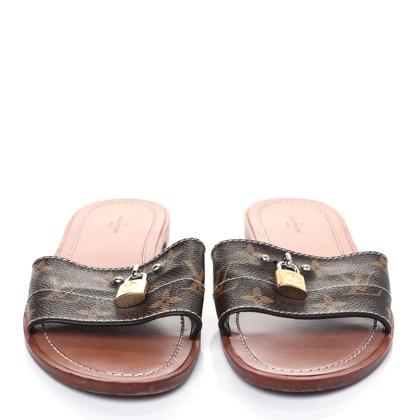 Monogram Lock It Flat Mules 39 Brown