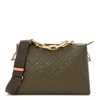 Louis Vuitton Lambskin Embossed Monogram Coussin MM Khaki 1 of 11