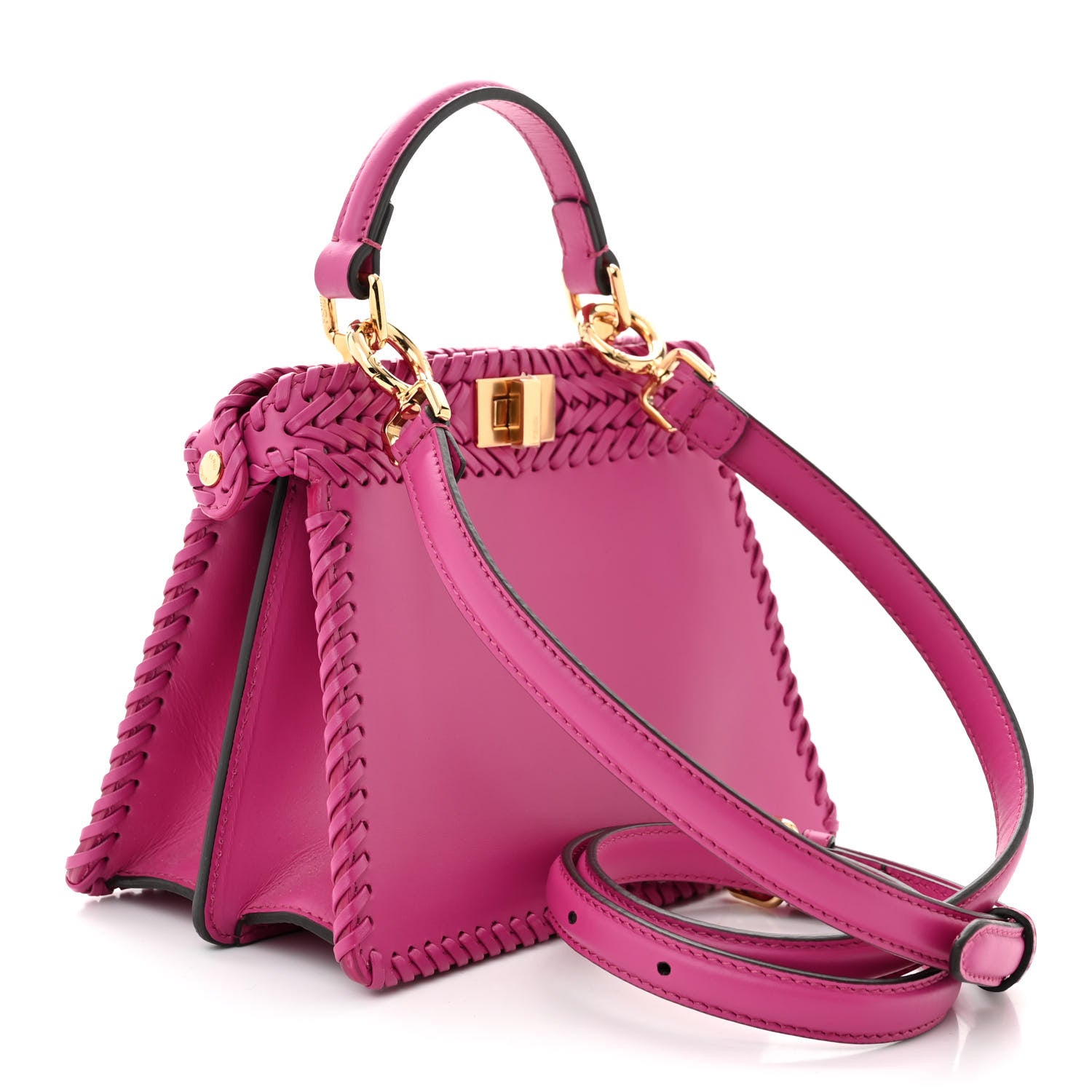 Fendi Vitello King Shiny Nappa Intreccio Petite Peekaboo I SEE U Satchel Ciclamino Pilar 3 of 10