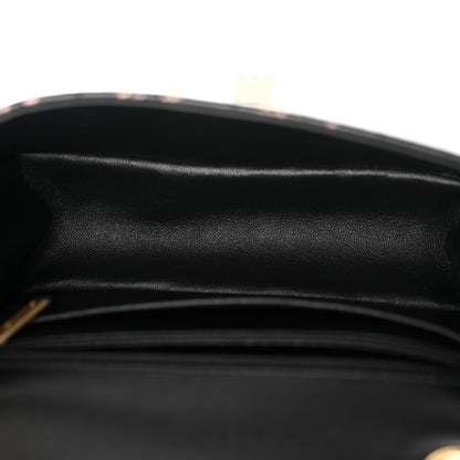 Chanel Calfskin Crocodile Embossed Graffiti 2.55 Mini Cocodile Reissue Flap Black Pink 5 of 11
