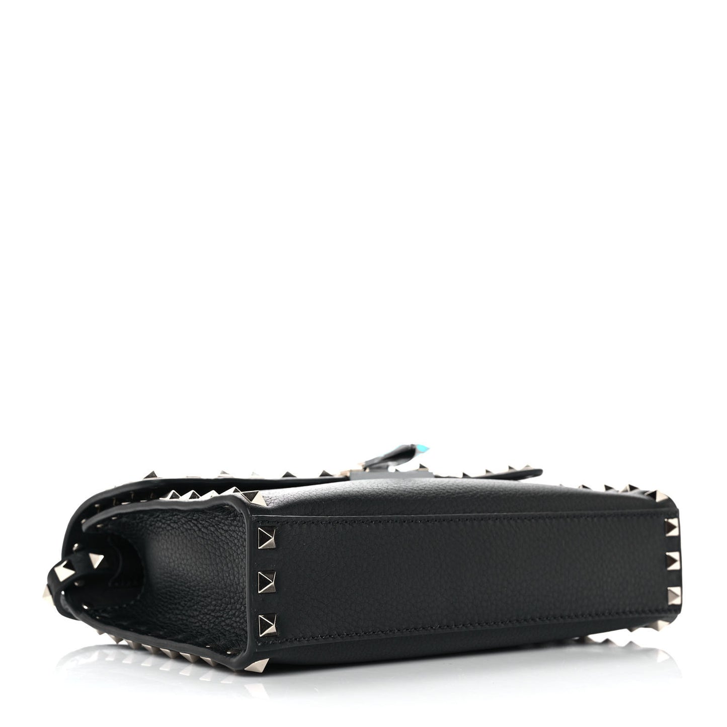 Pebbled Calfskin Medium Rockstud Flip Lock Crossbody Bag Black