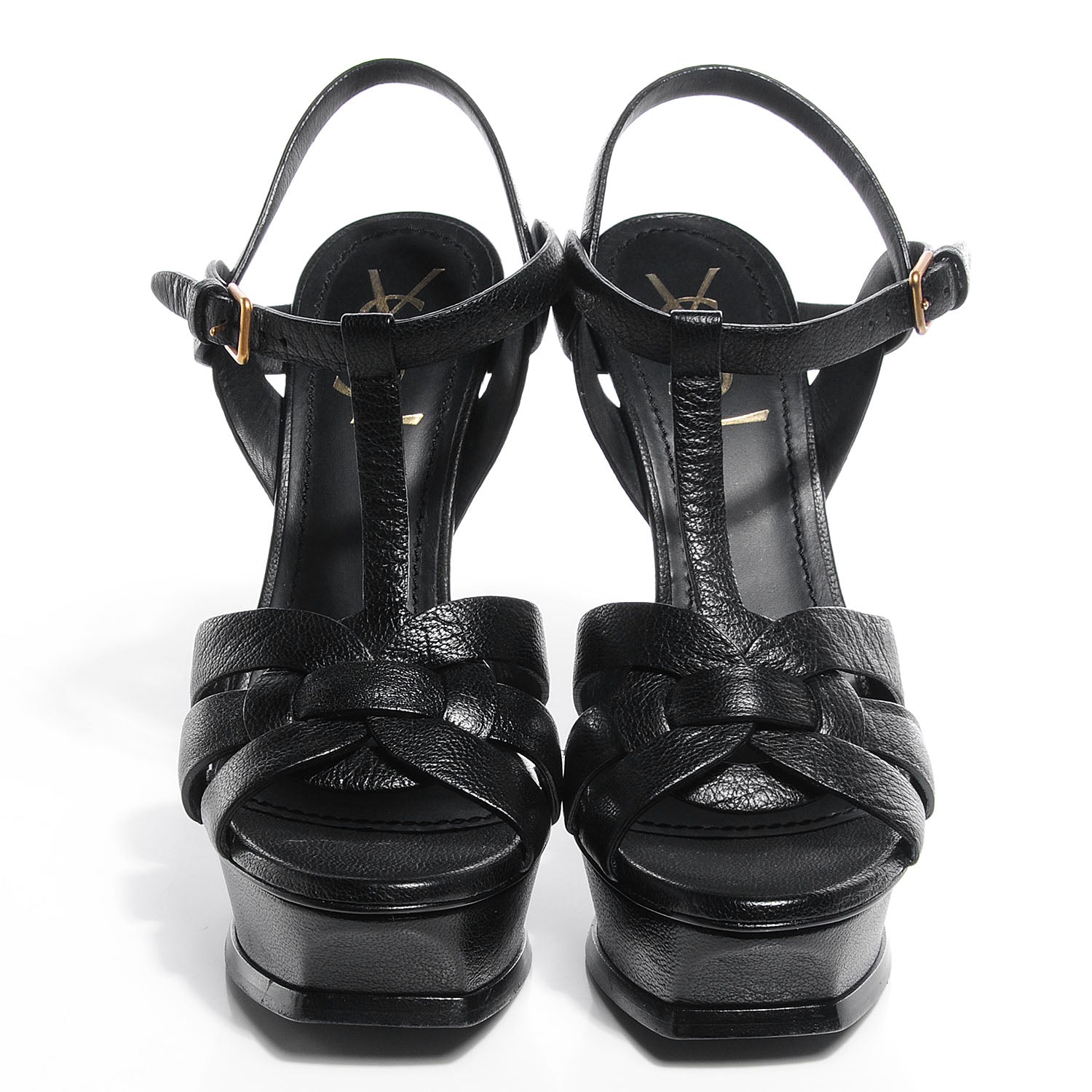 Saint Laurent Calfskin Tribute 105 Platform Sandals Black 37.5 2 of 7