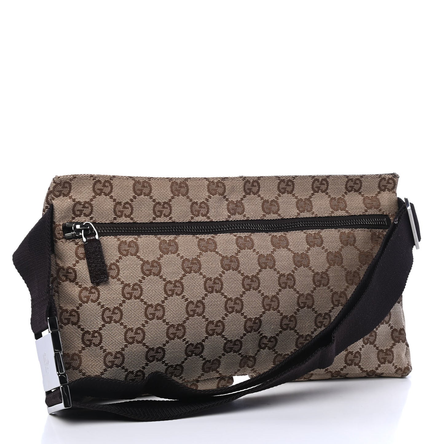GG Monogram Double Pocket Belt Bag Dark Brown
