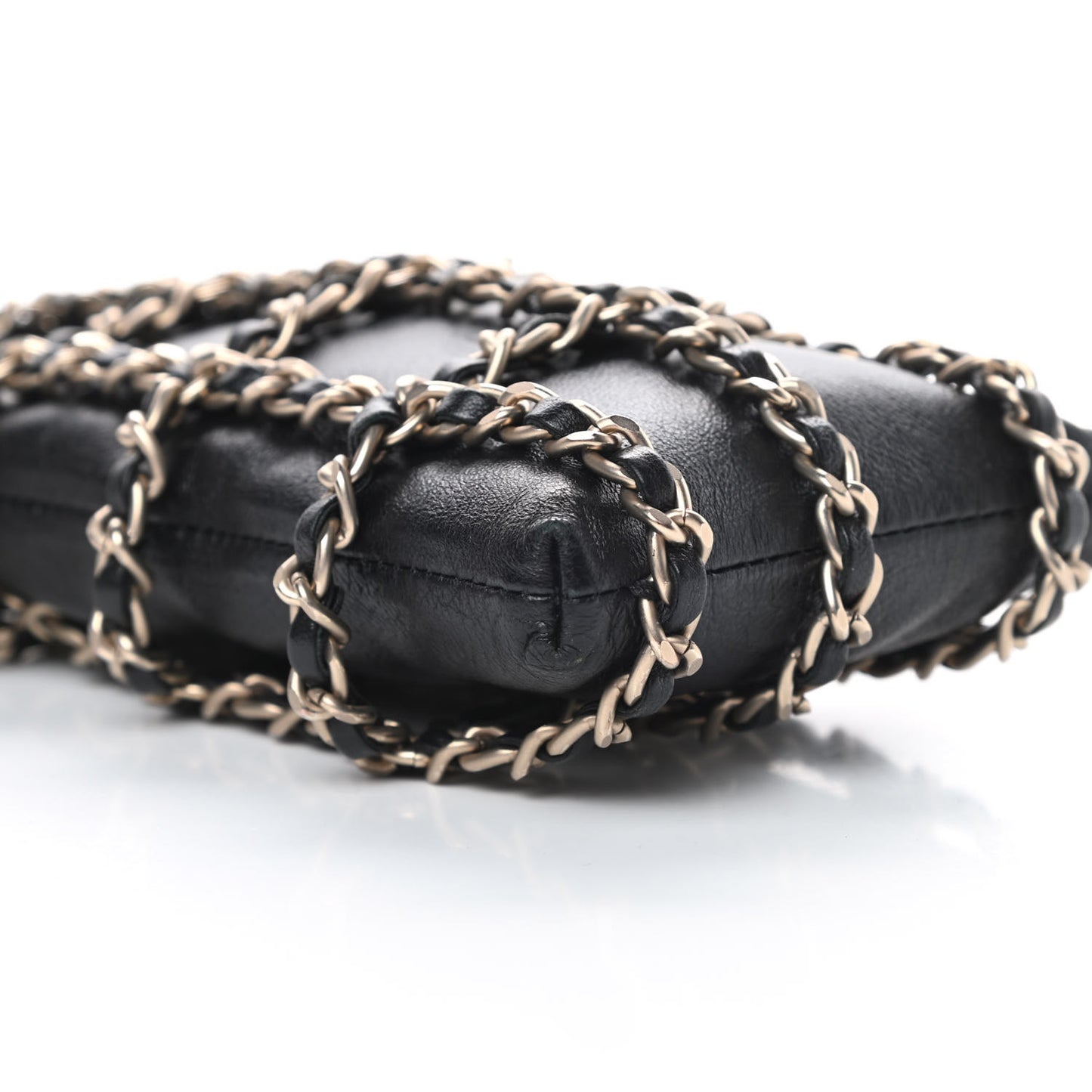 Lambskin Tech Me Out Clutch With Chain Black
