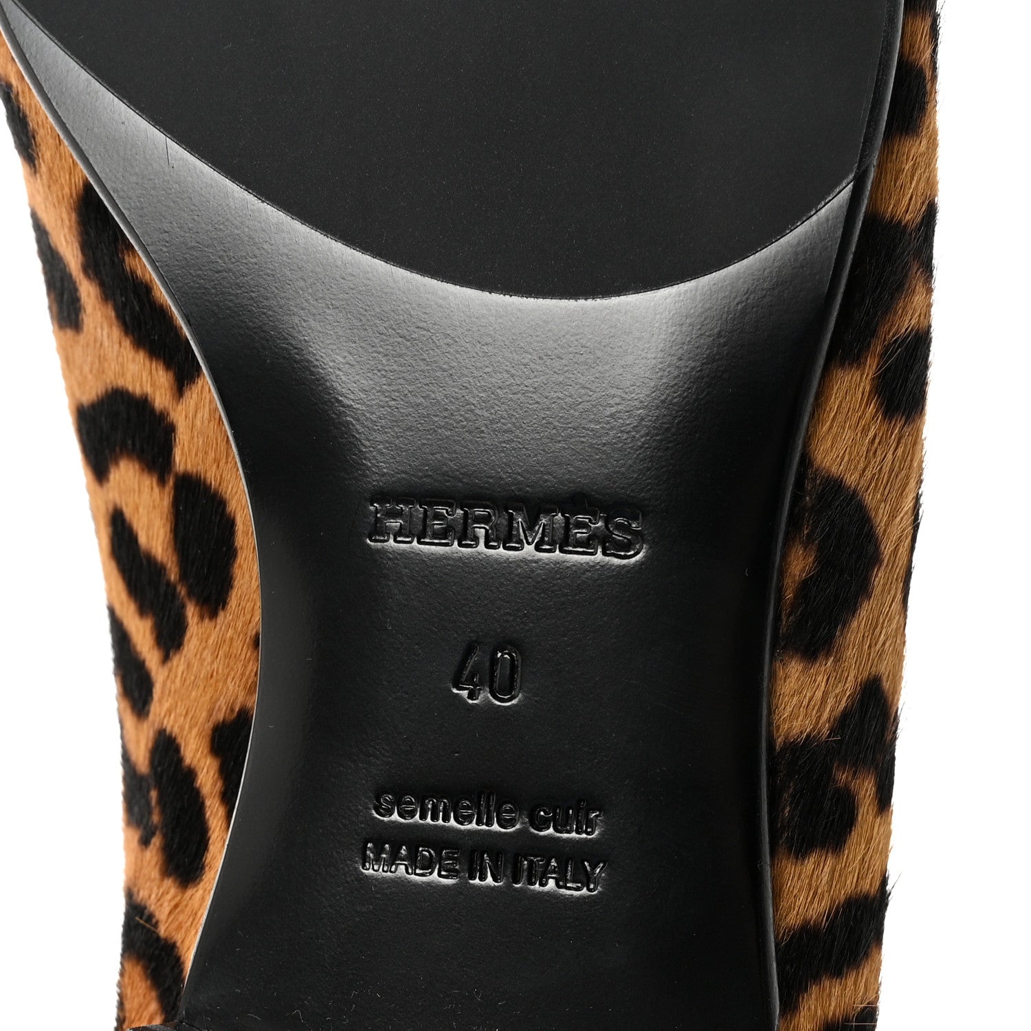 Hermes Moire Calfskin Leopard Print Womens Paris Loafers 40 Gold Black 7 of 10