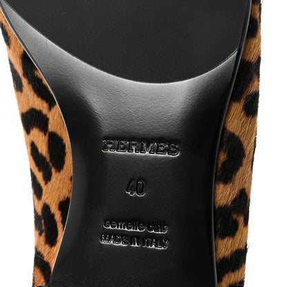 Hermes Moire Calfskin Leopard Print Womens Paris Loafers 40 Gold Black 7 of 10