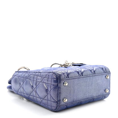 Christian Dior Metallic Lambskin Cannage Mini Lady Dior Dew Bleu 4 of 10