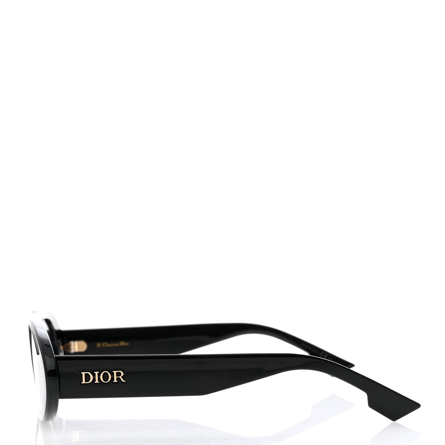 Acetate Oblique Oval Sunglasses Black