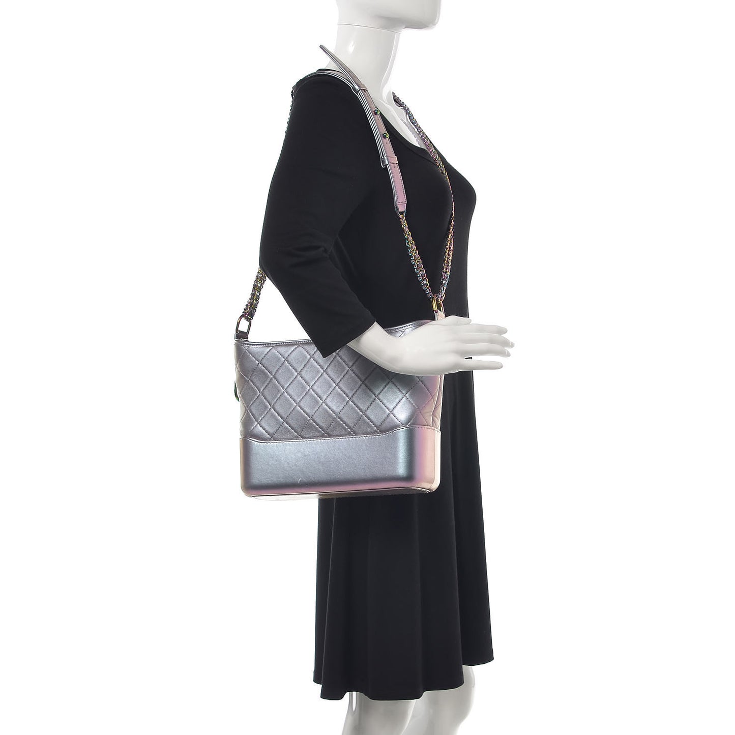 Iridescent Lambskin Calfskin Quilted Medium Gabrielle Hobo Light Purple