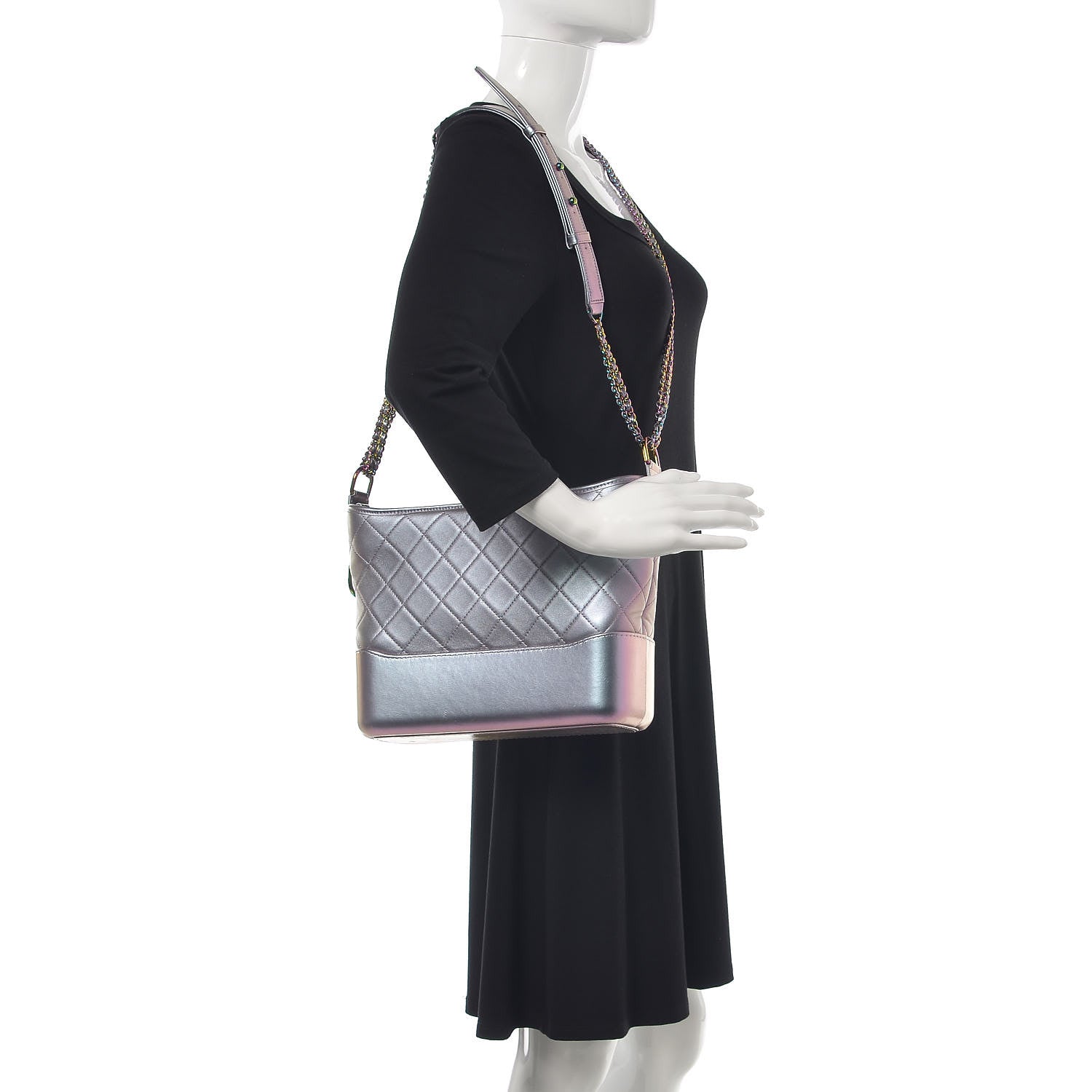 Chanel Iridescent Lambskin Calfskin Quilted Medium Gabrielle Hobo Light Purple 2 of 8