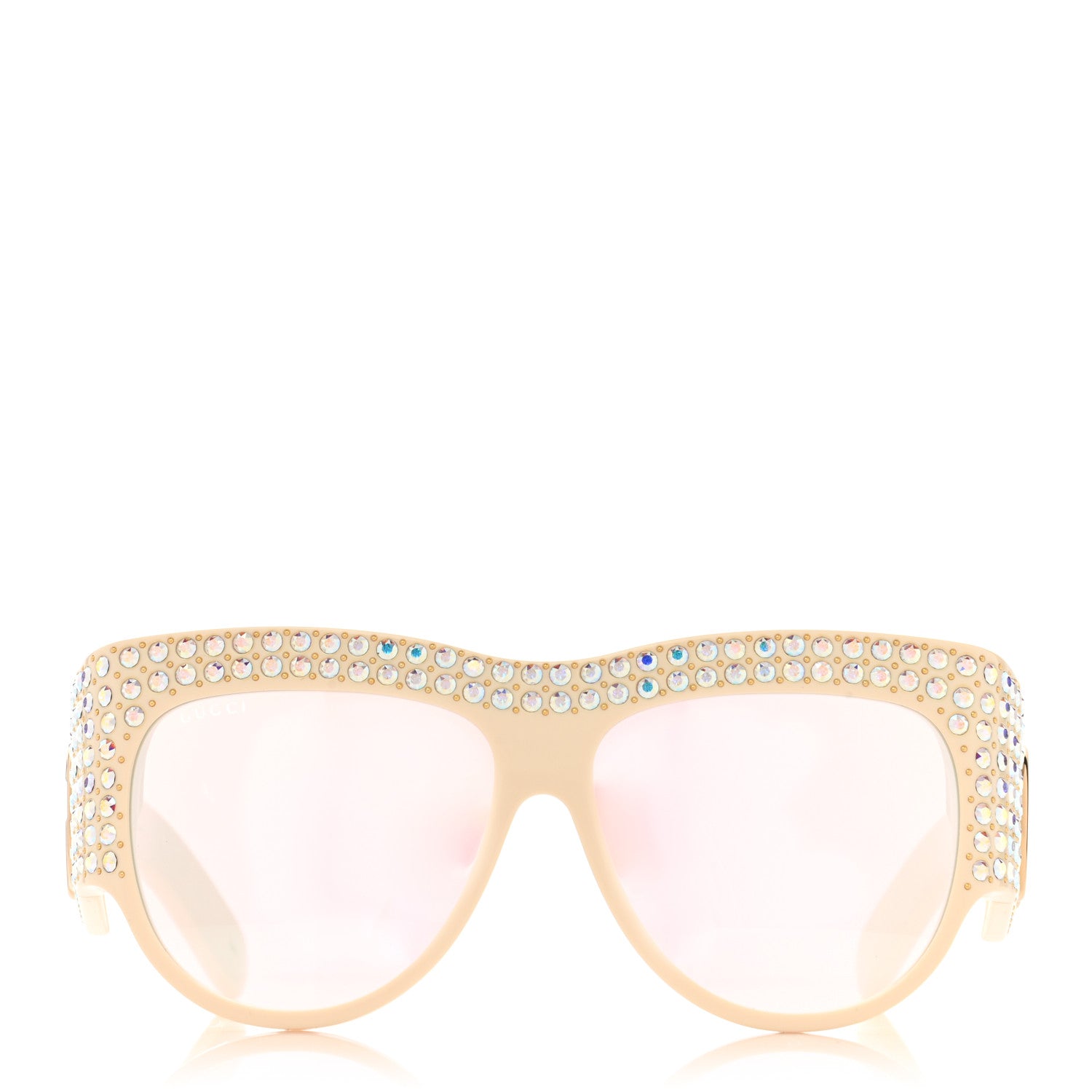 Gucci Acetate Crystal Oversize Hollywood Forever Sunglasses GG0144S Ivory 2 of 7