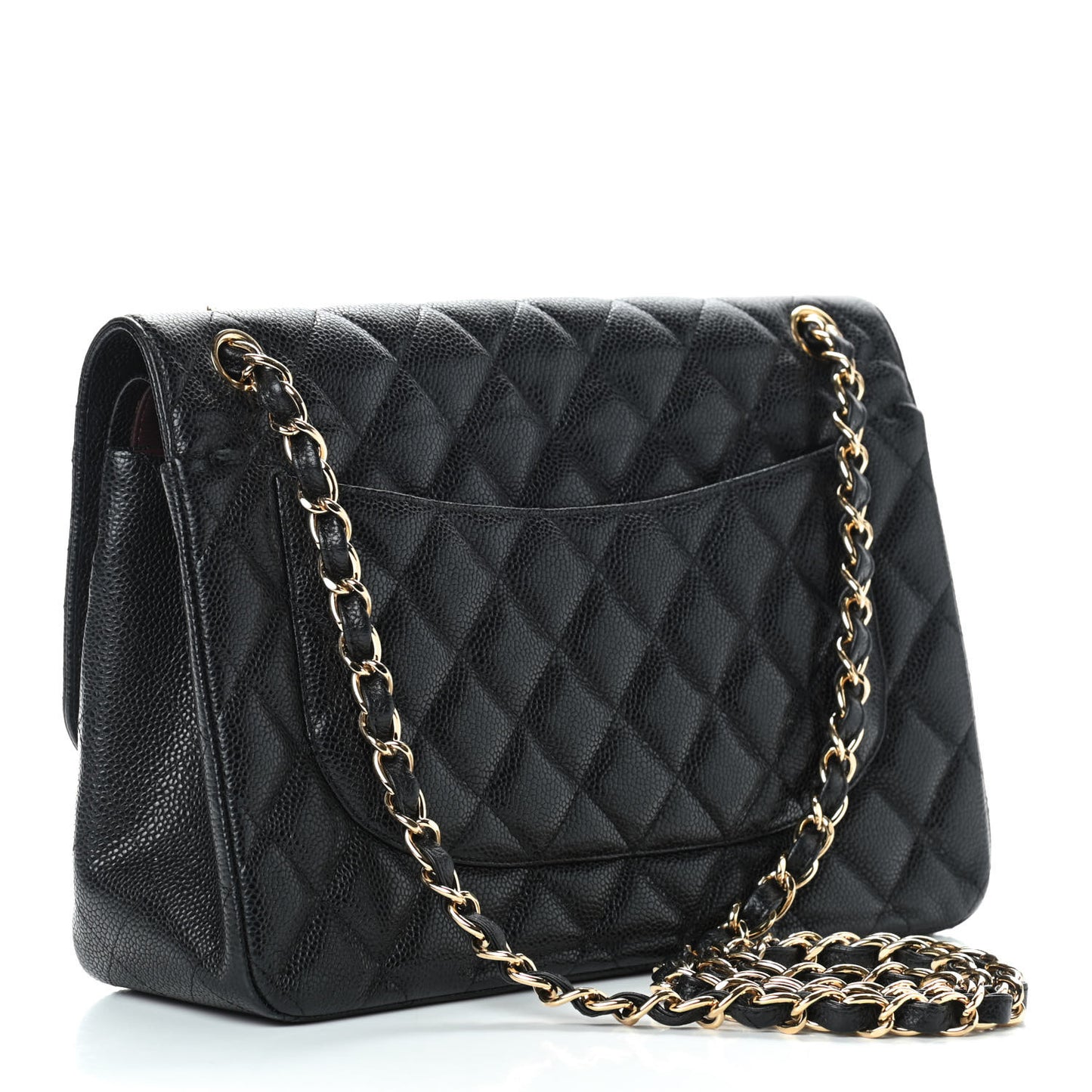 Caviar Quilted Jumbo Double Flap Black