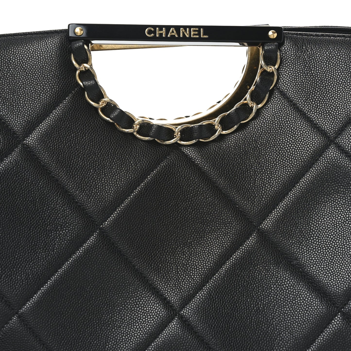 Caviar Quilted Large A Real Catch Shopping Bag Black