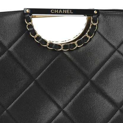 Chanel Caviar Quilted Large A Real Catch Shopping Bag Black 8 of 10