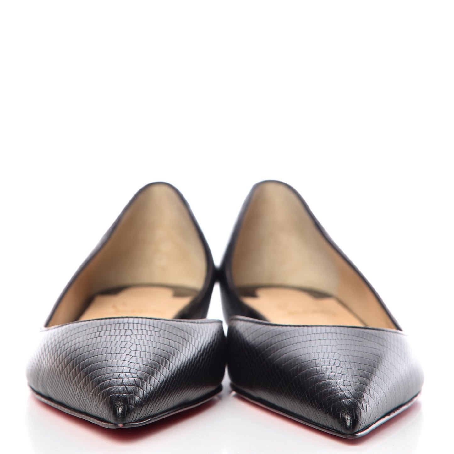 Calfskin Lizard Embossed Iriza Flats 39.5 Black