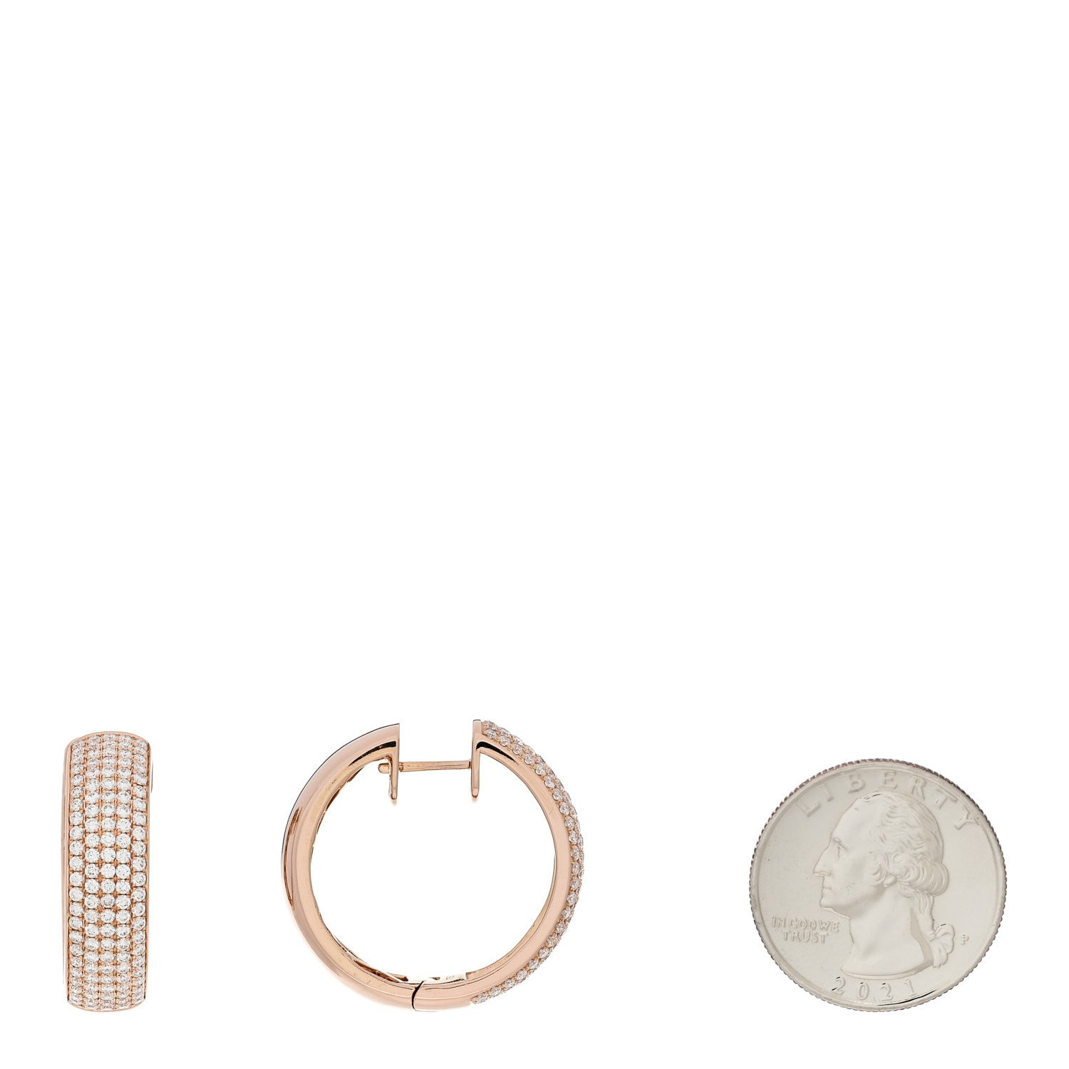 Parker & West by FASHIONPHILE 18K Rose Gold Diamond 2.25ctw Pave Hoop Earrings 2 of 5