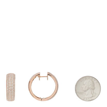Parker & West by FASHIONPHILE 18K Rose Gold Diamond 2.25ctw Pave Hoop Earrings 2 of 5