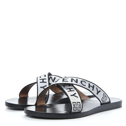 Givenchy Grosgrain Cross Logo Ankle Strap Sandals 36 Black White 3 of 8