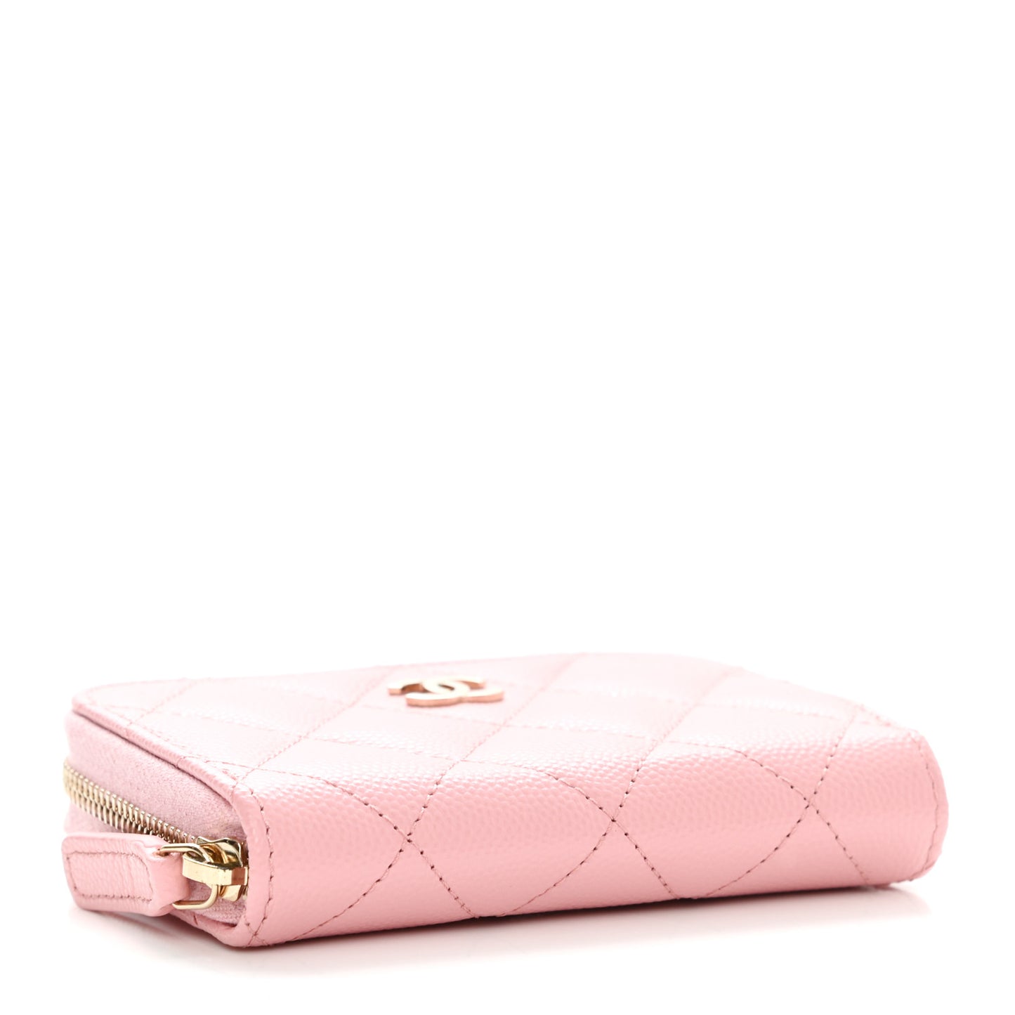 Caviar Quilted Zip Coin Purse Light Pink