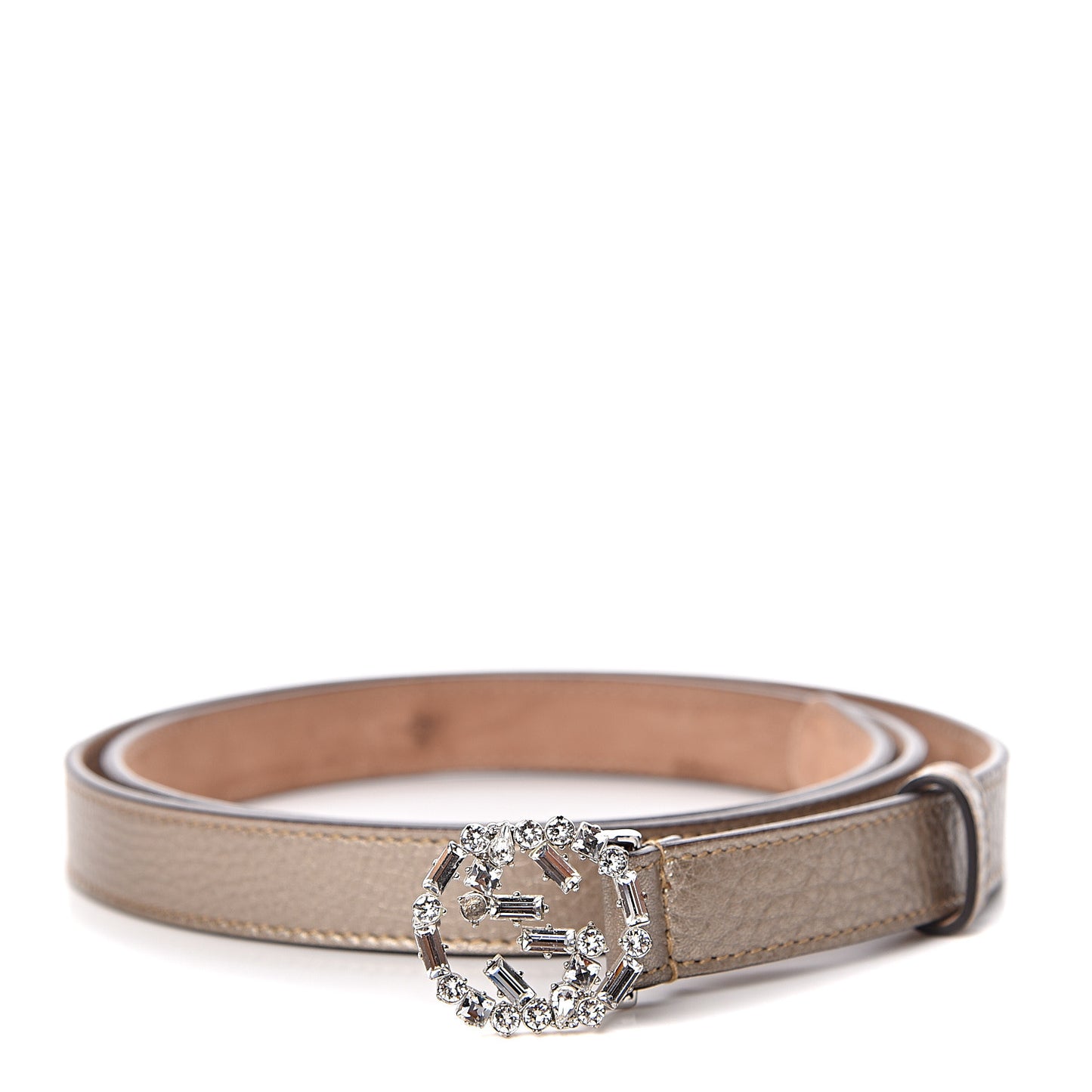Calfskin Crystal Interlocking G Belt 95 38 Golden Beige
