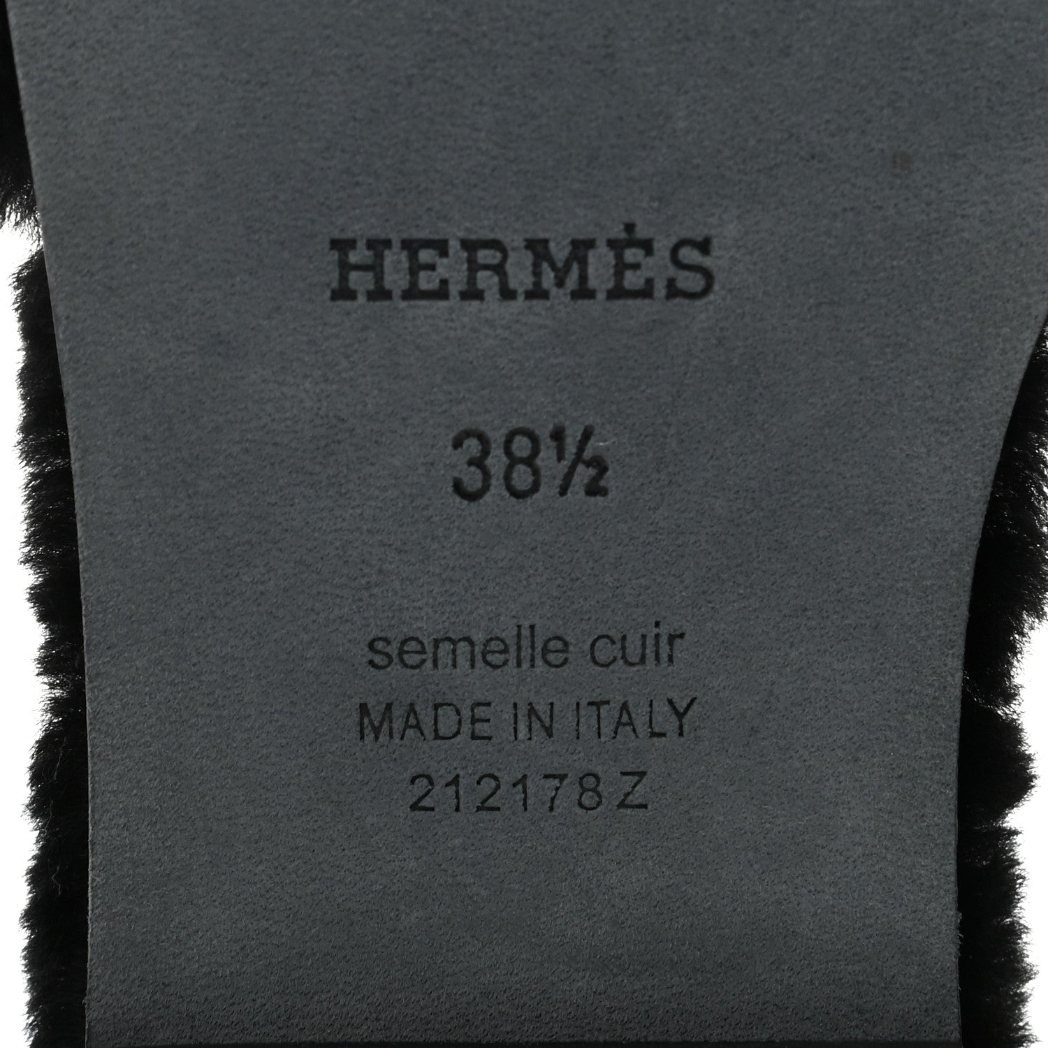 Hermes Woolskin Oran Sandals 38.5 Black 6 of 7