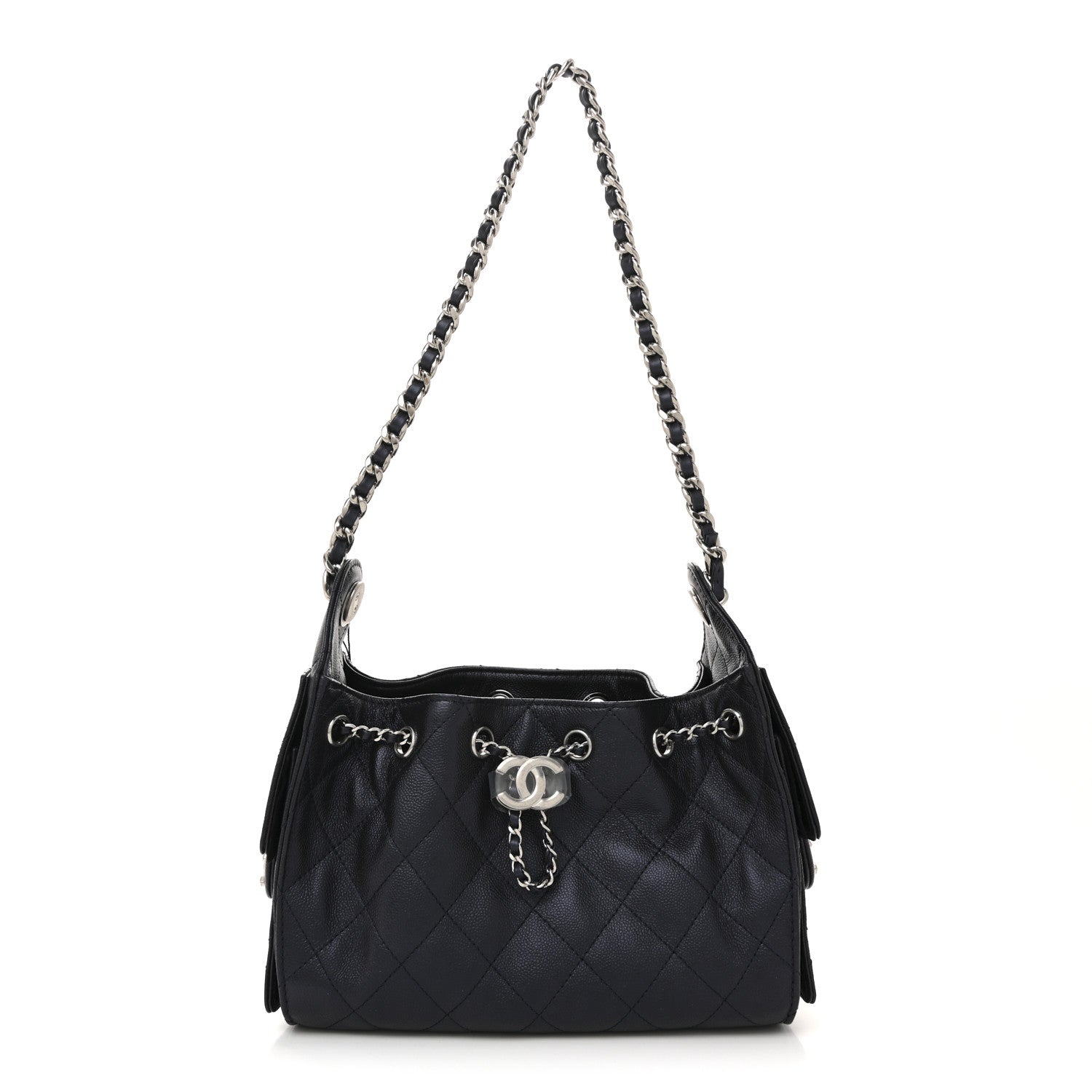 Chanel Metallic Caviar Quilted Mini Chanel 25 Handbag Dark Blue 1 of 11