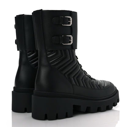 Gucci Nappa Frances GG Matelasse Platform Combat Boots 38.5 Black 4 of 6