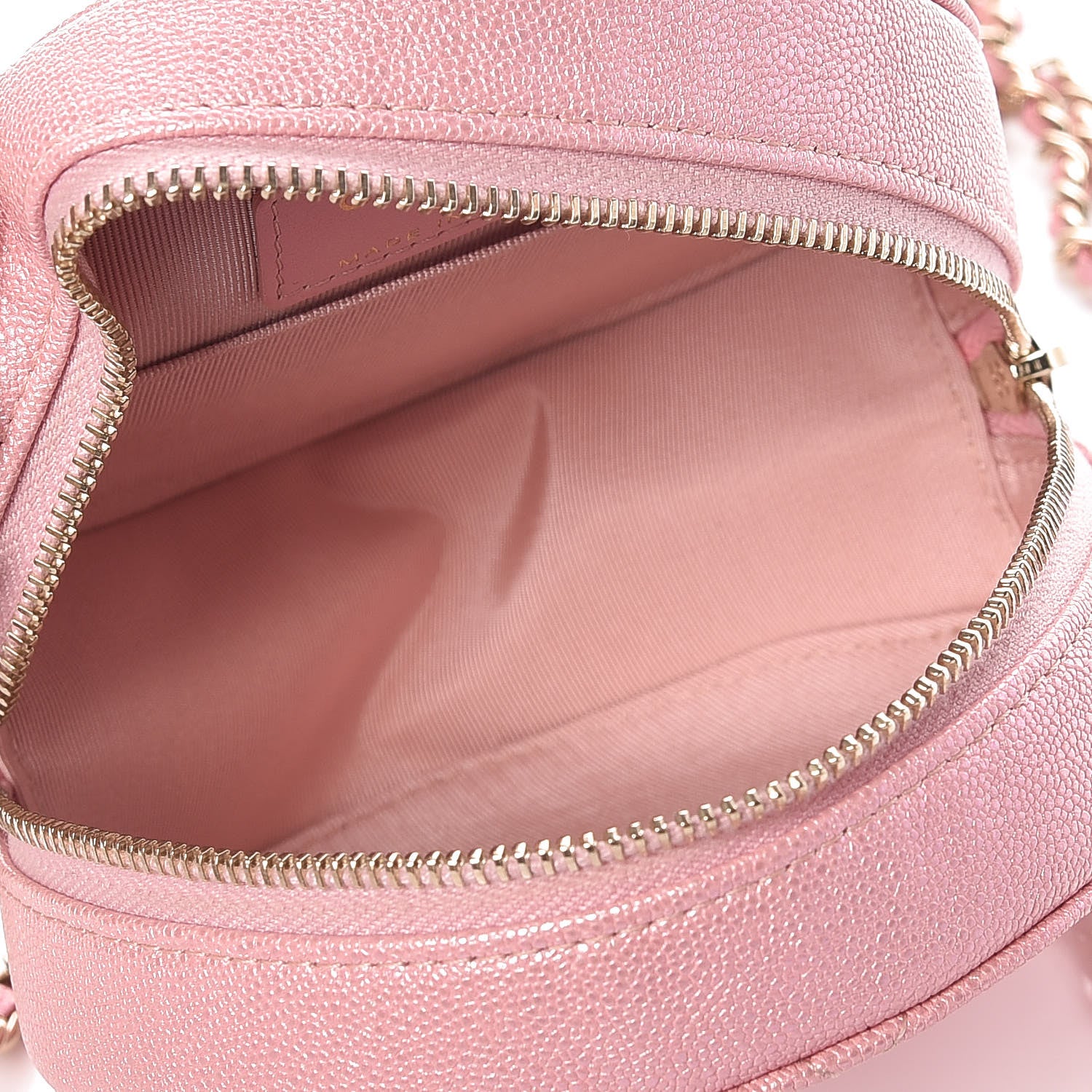 Chanel Iridescent Caviar Quilted Round Clutch With Chain Pink 7 of 10