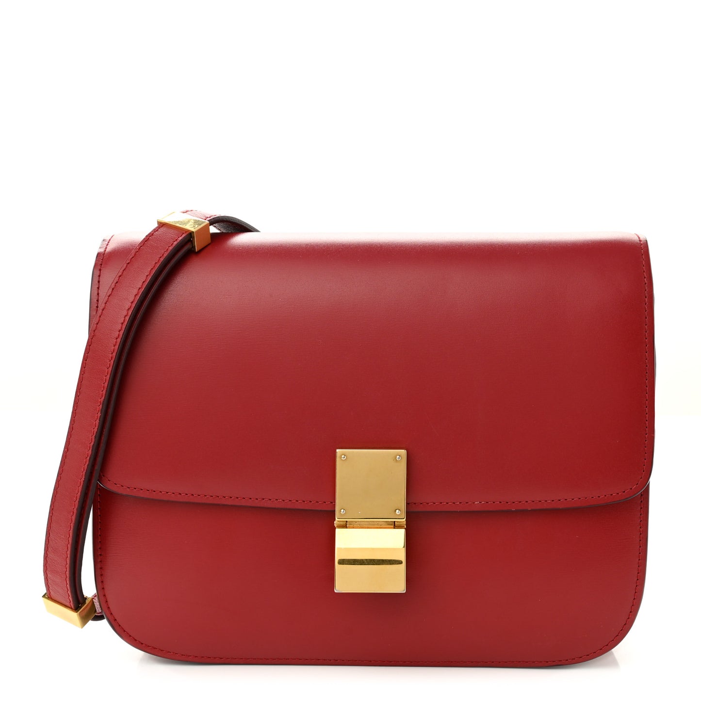 Box Calfskin Medium Classic Box Flap Bag Red