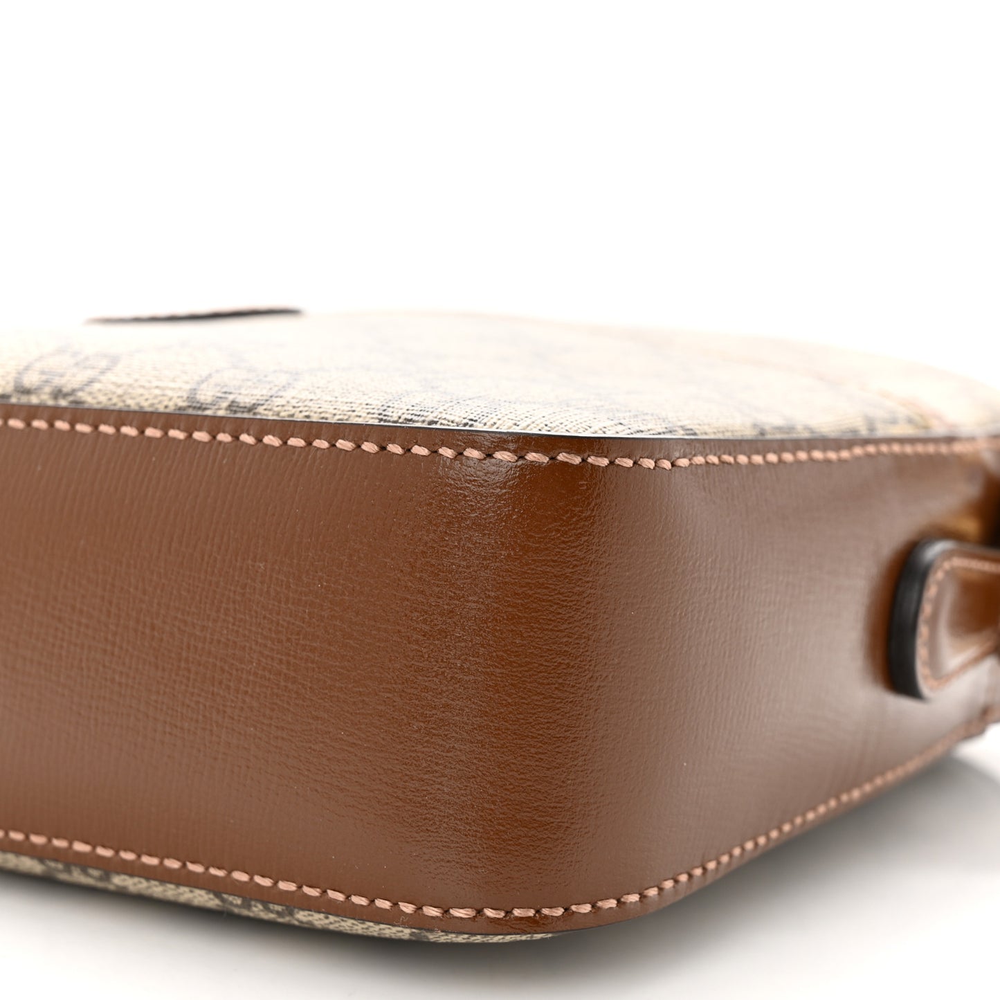 GG Supreme Monogram Azalea Calfskin Retro Interlocking G Messenger Shoulder Bag Beige Ebony Brown Sugar