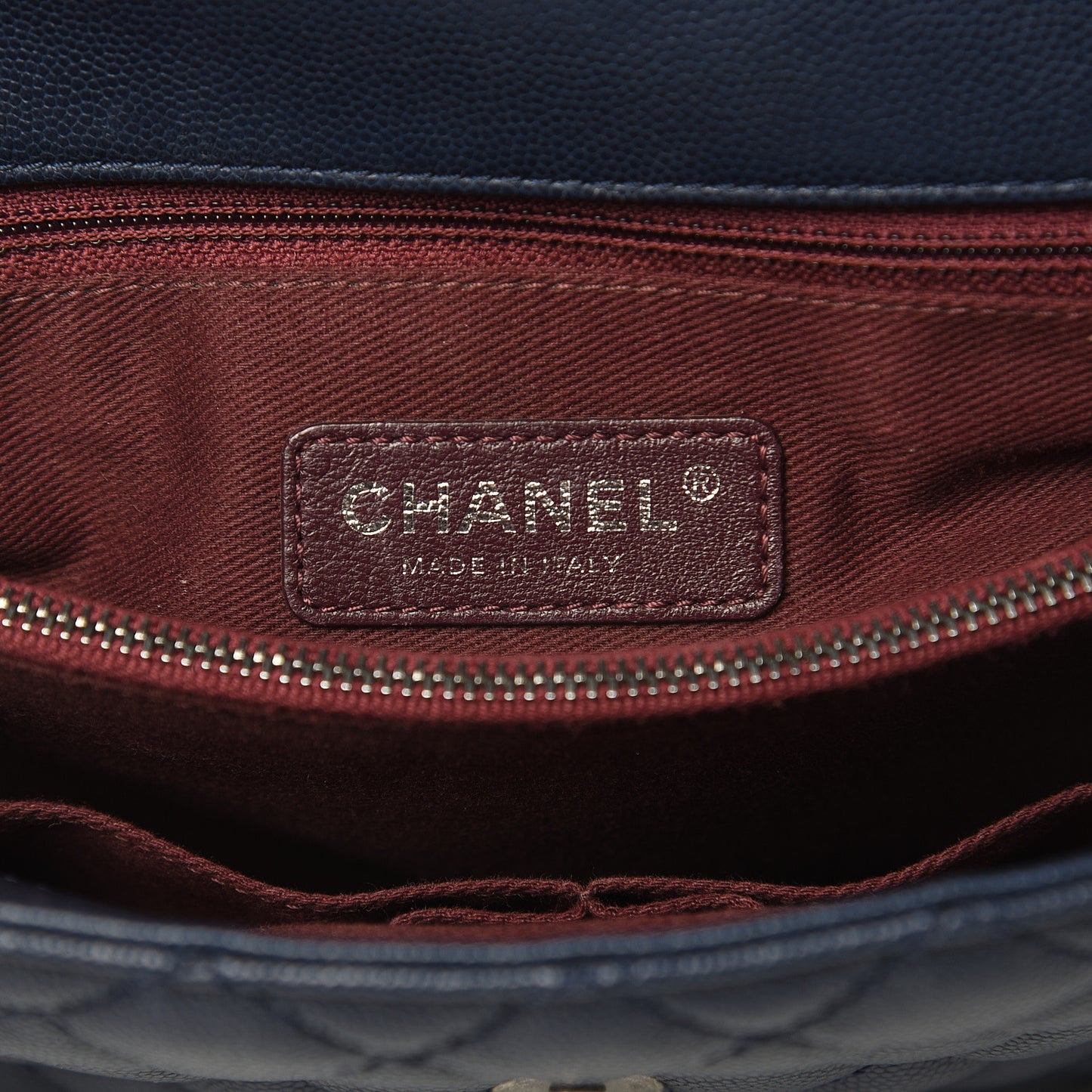 Caviar Quilted Medium Coco Handle Flap Navy Blue