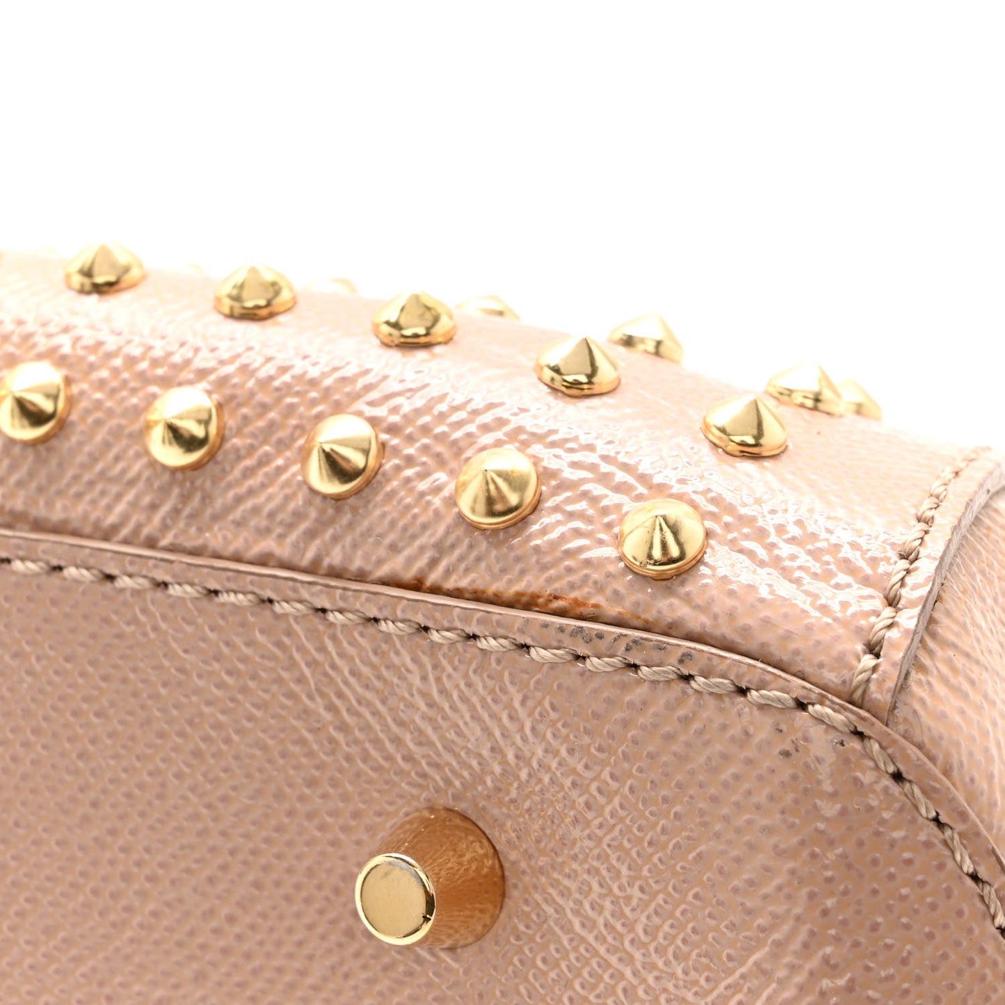 Patent Calfskin Studded Small Blaze Bowler Bag Oyster Pink