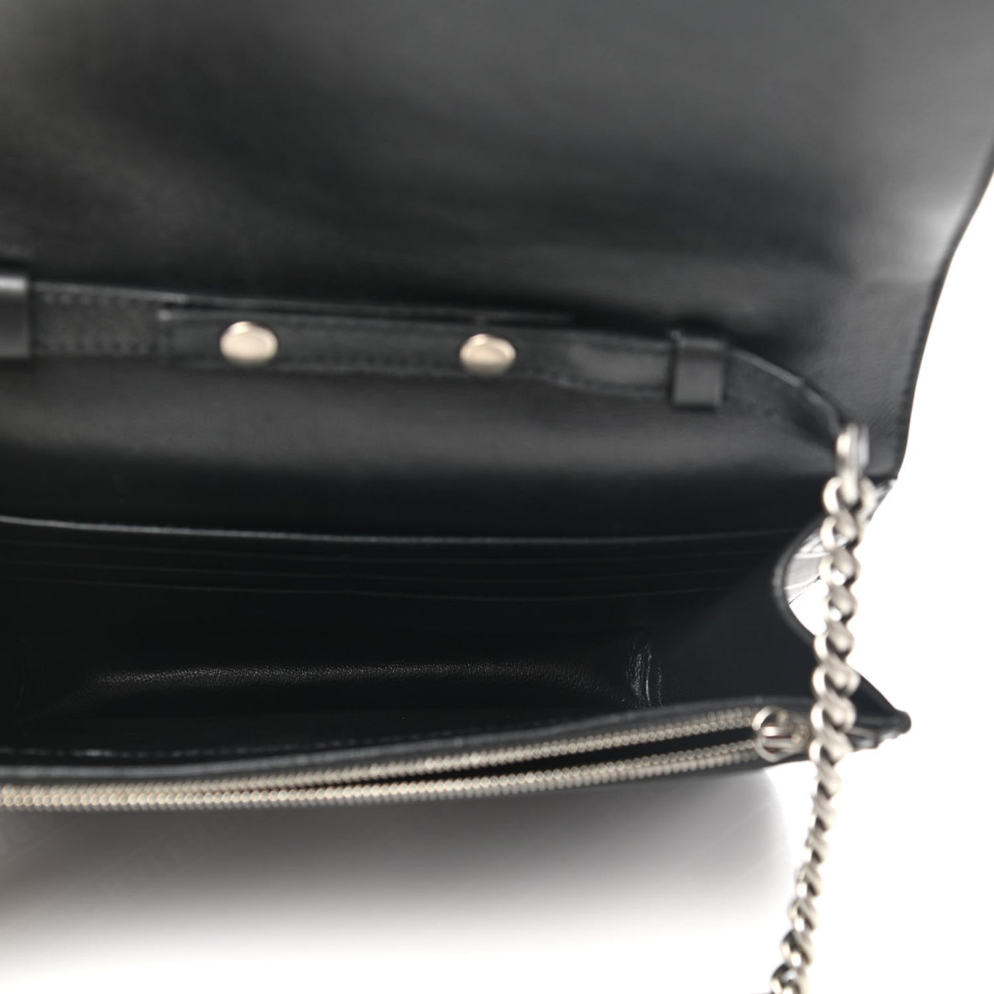 Matte Calfskin Diagonal Allover Logo Print B Wallet on Chain Black White