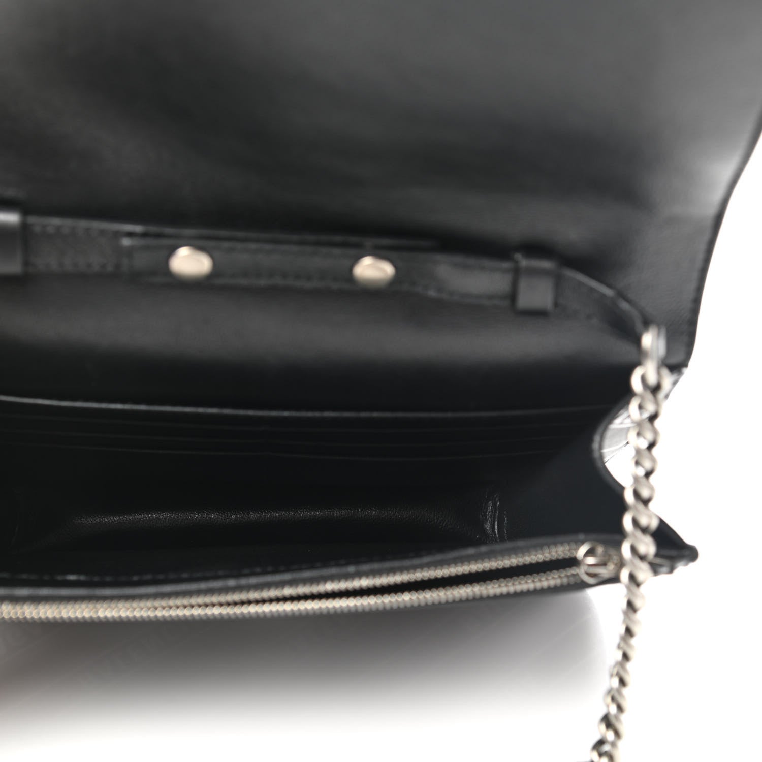 Balenciaga Matte Calfskin Diagonal Allover Logo Print B Wallet on Chain Black White 5 of 8