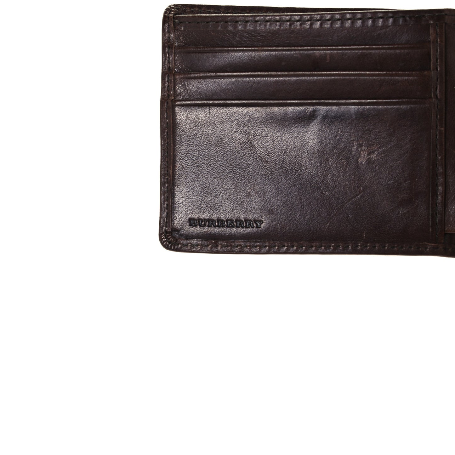 Calfskin House Check Bi-Fold Wallet Brown