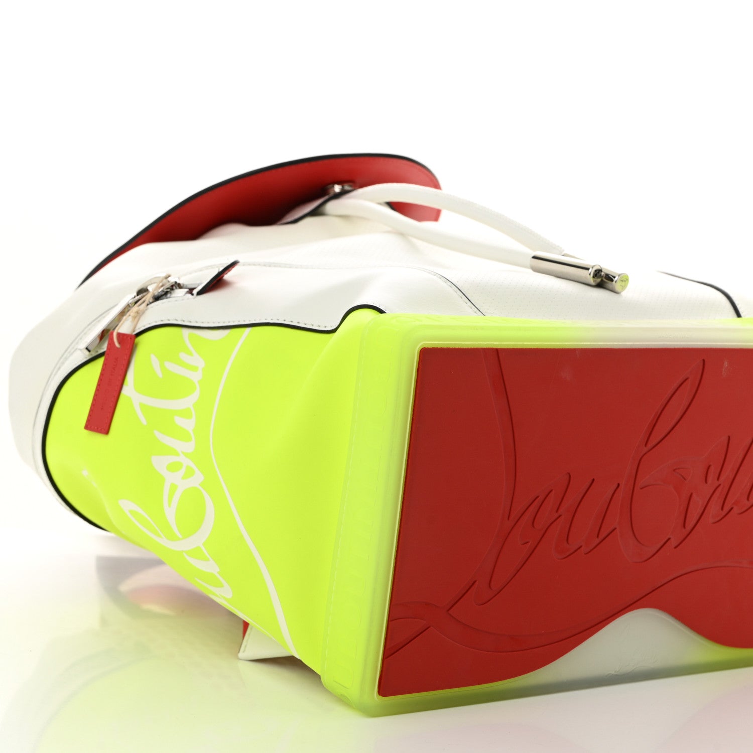 Christian Louboutin Calfskin Explorafunk Backpack Bianco Fluo Yellow 8 of 10