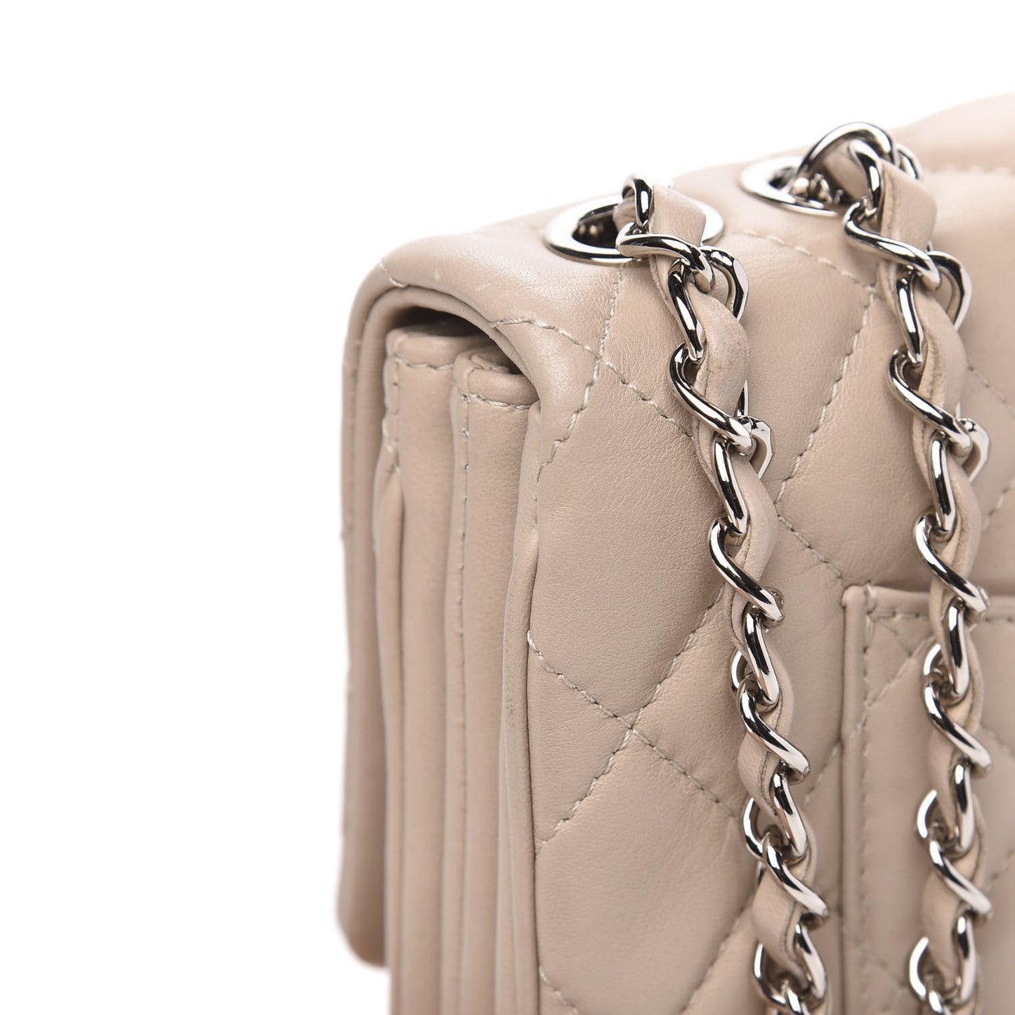 Calfskin Quilted Tender Touch Flap Bag Beige