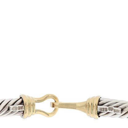 David Yurman Sterling Silver 14K Yellow Gold 5mm Cable Classic Buckle Bracelet 3 of 3