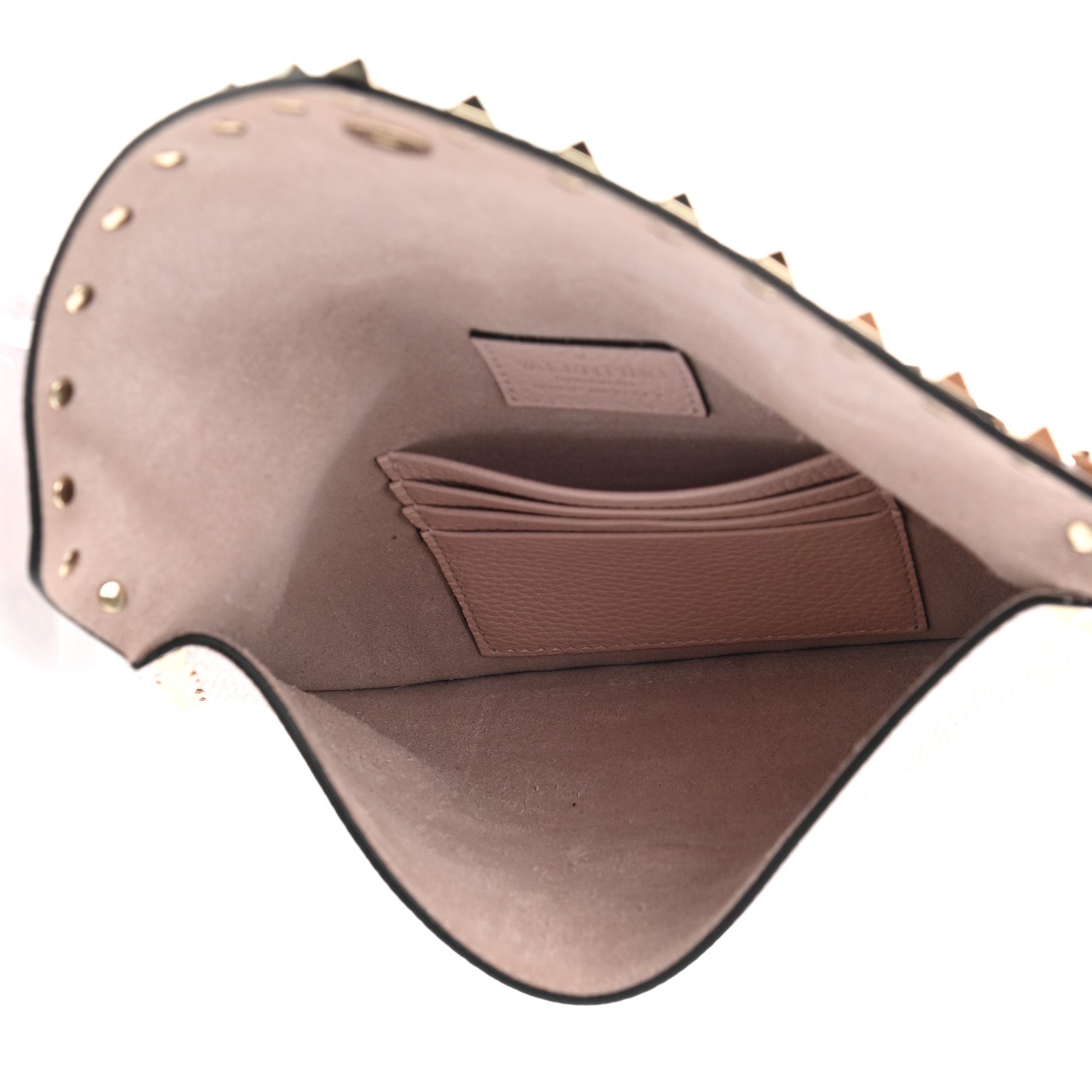 Valentino Garavani Pebbled Calfskin Medium Rockstud Envelope Flat Wristlet Pouch Water Rose 5 of 7
