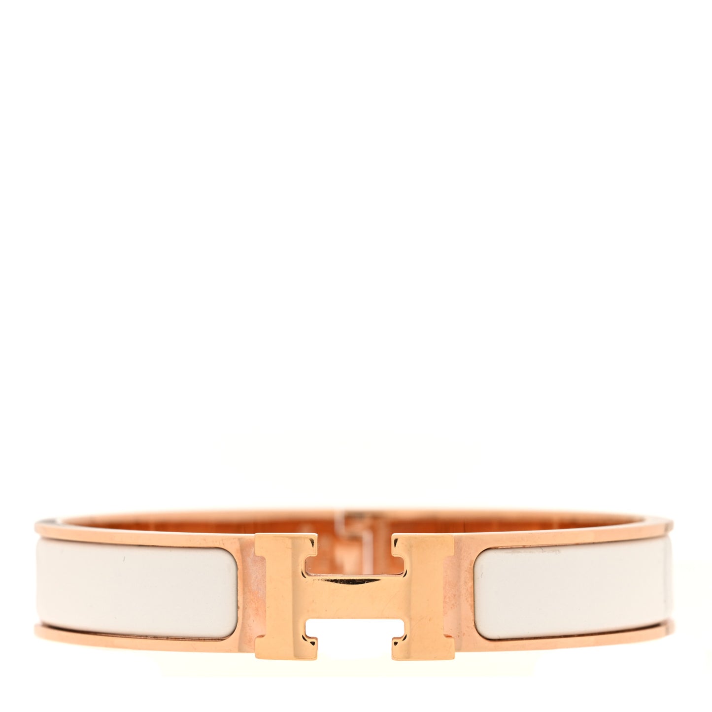Enamel Narrow Clic Clac H Bracelet GM White