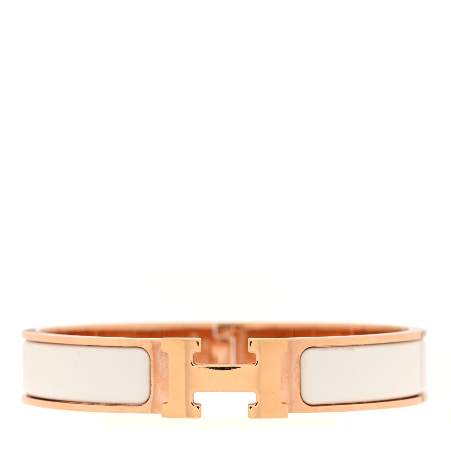 Hermes Enamel Narrow Clic Clac H Bracelet GM White 1 of 4