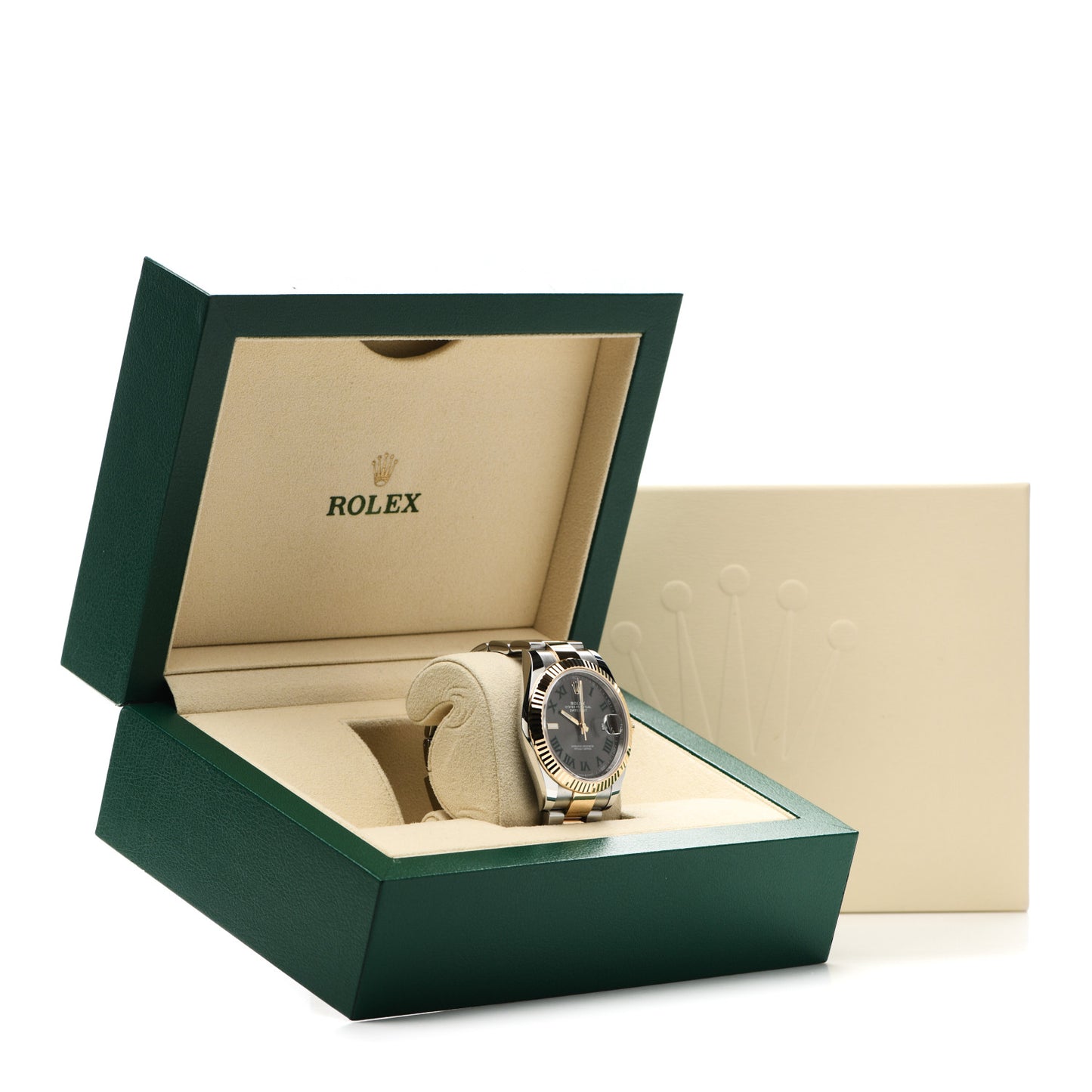 Stainless Steel 18K Yellow Gold 41mm Oyster Perpetual Wimbledon Datejust Watch Slate 126333