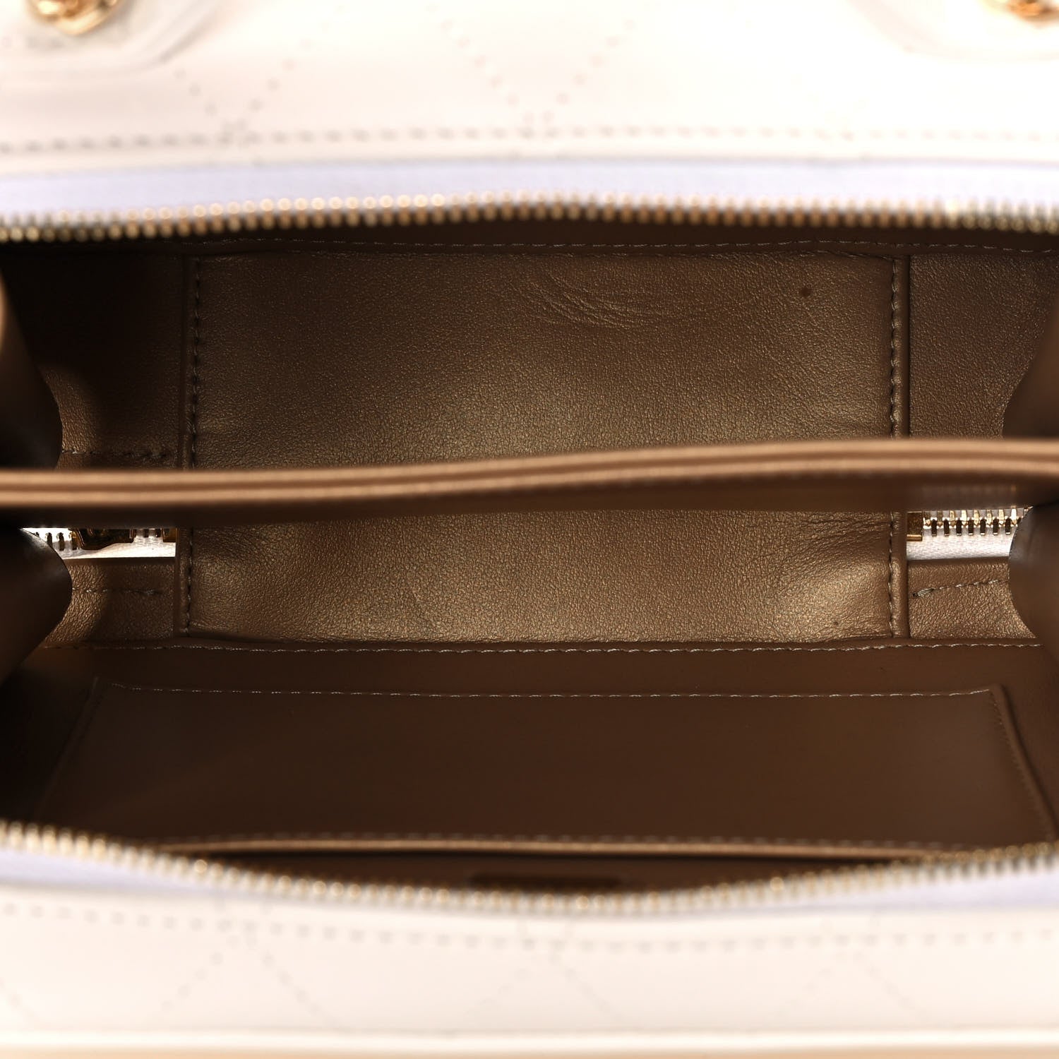 Chanel Lambskin Quilted Golden Plate Vanity Case White Gold 5 of 9