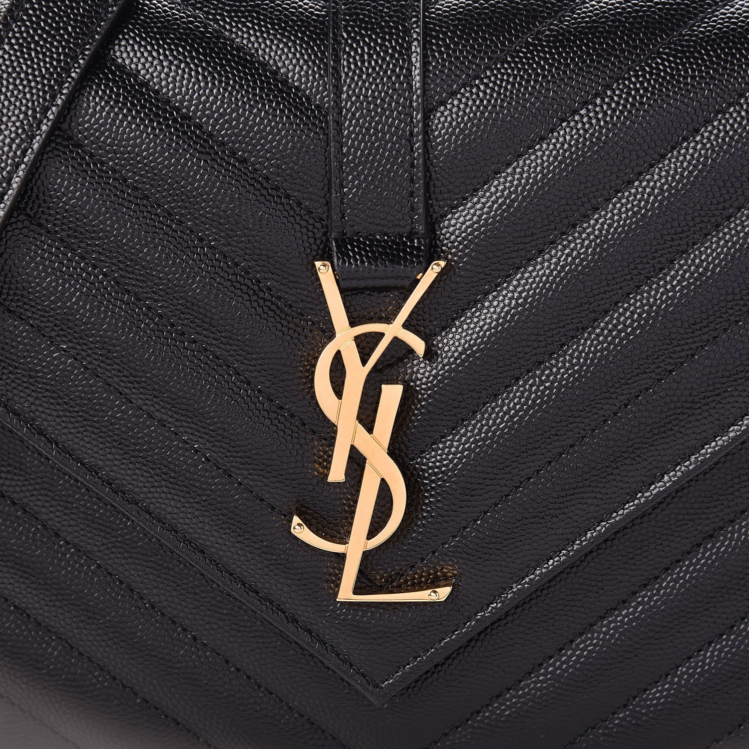 Saint Laurent Grain De Poudre Matelasse Chevron Medium Monogram Satchel Black 8 of 11