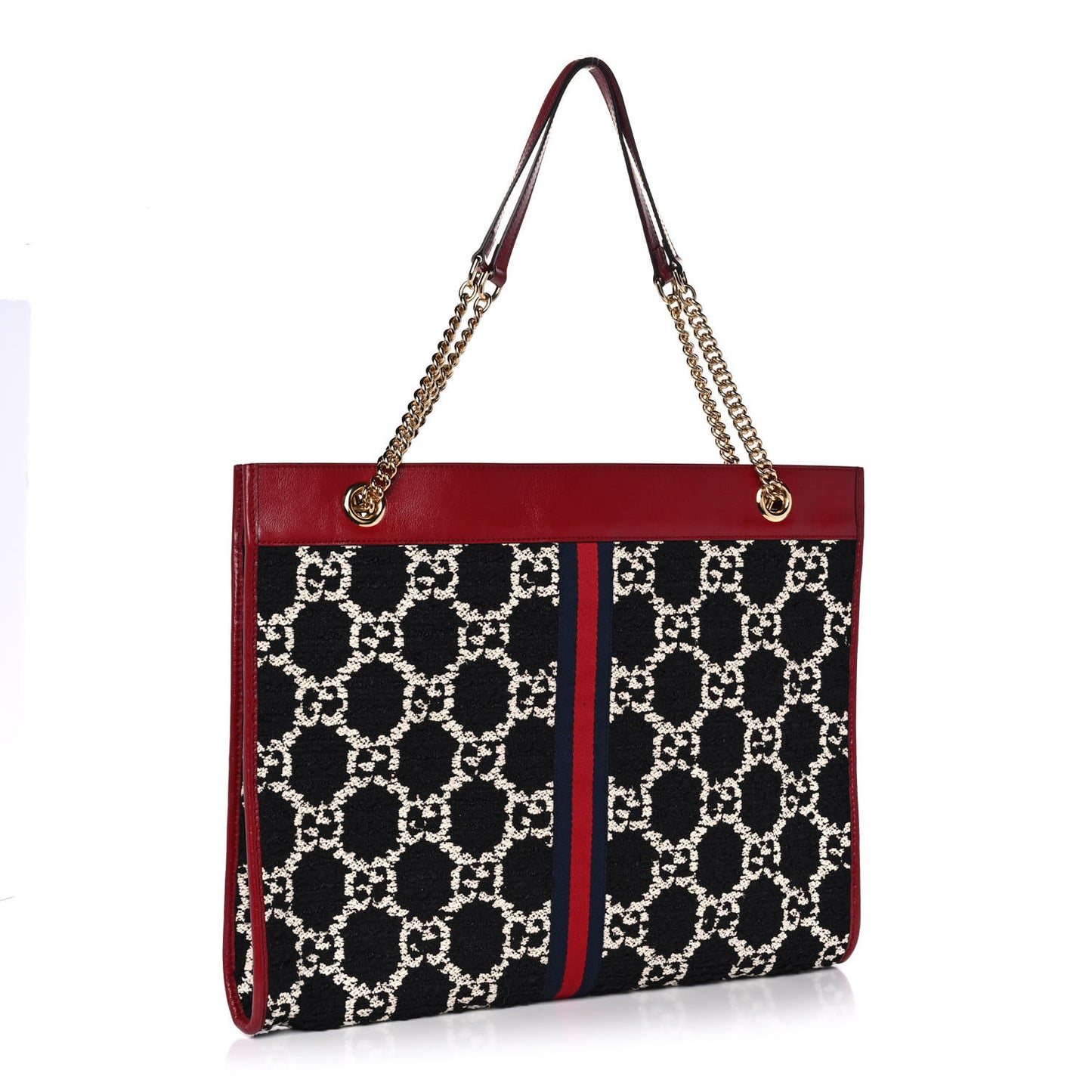 Tweed GG Monogram Large Rajah Chain Tote Romantic Cherry Black White