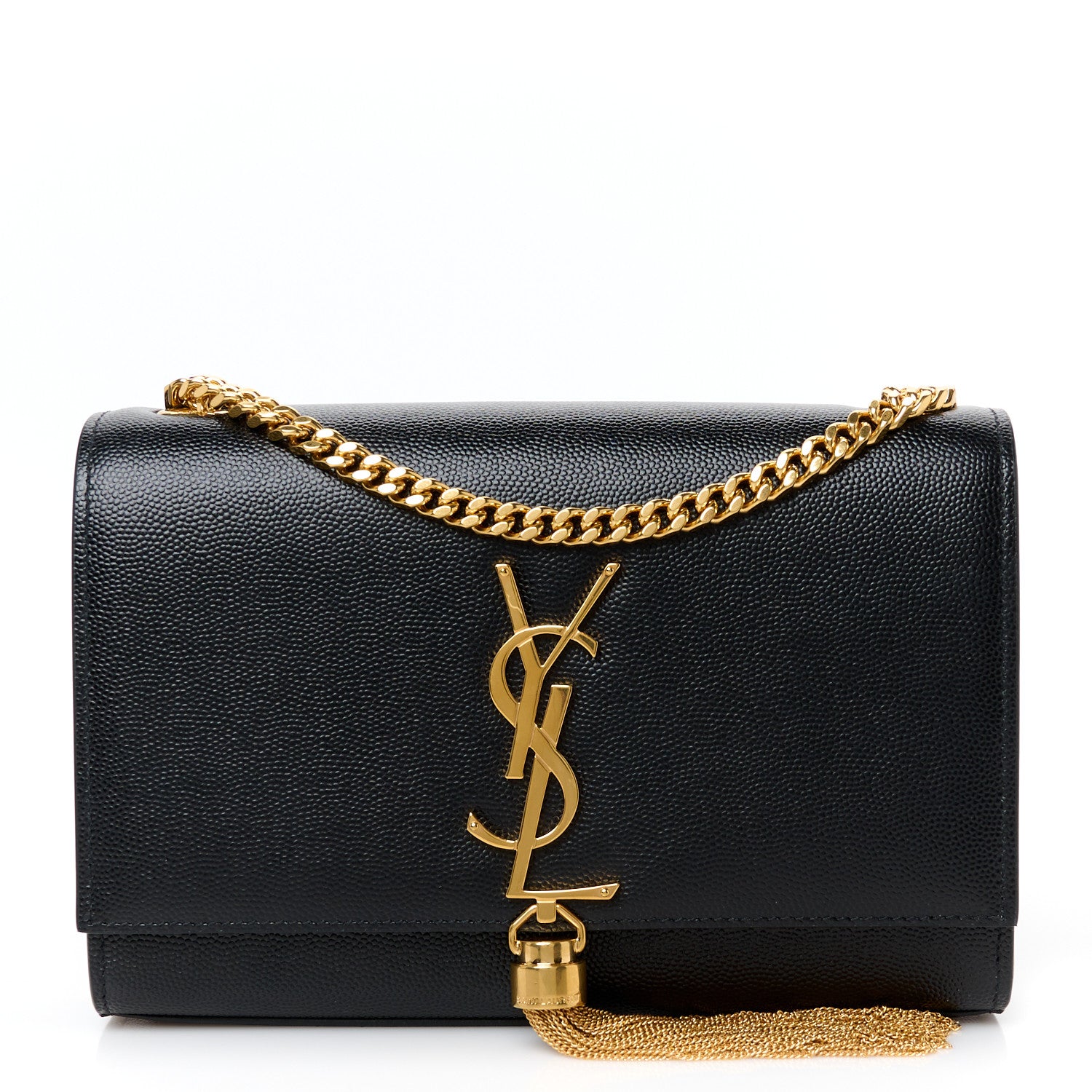 Saint Laurent Grain De Poudre Small Classic Monogram Kate Tassel Satchel Black 1 of 11