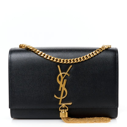 Saint Laurent Grain De Poudre Small Classic Monogram Kate Tassel Satchel Black 1 of 11