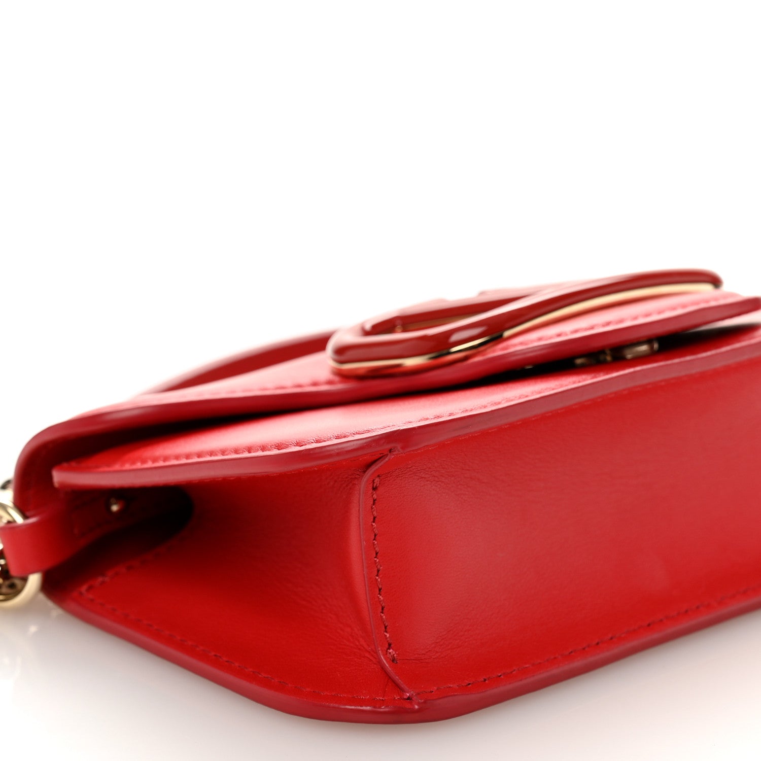 Valentino Garavani Calfskin Enamel Vlogo Small Loco Shoulder Bag Rouge Pur 8 of 9