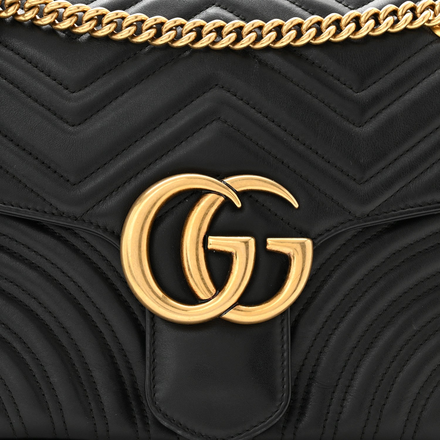 Gucci Calfskin Matelasse Medium GG Marmont Shoulder Bag Black 8 of 10